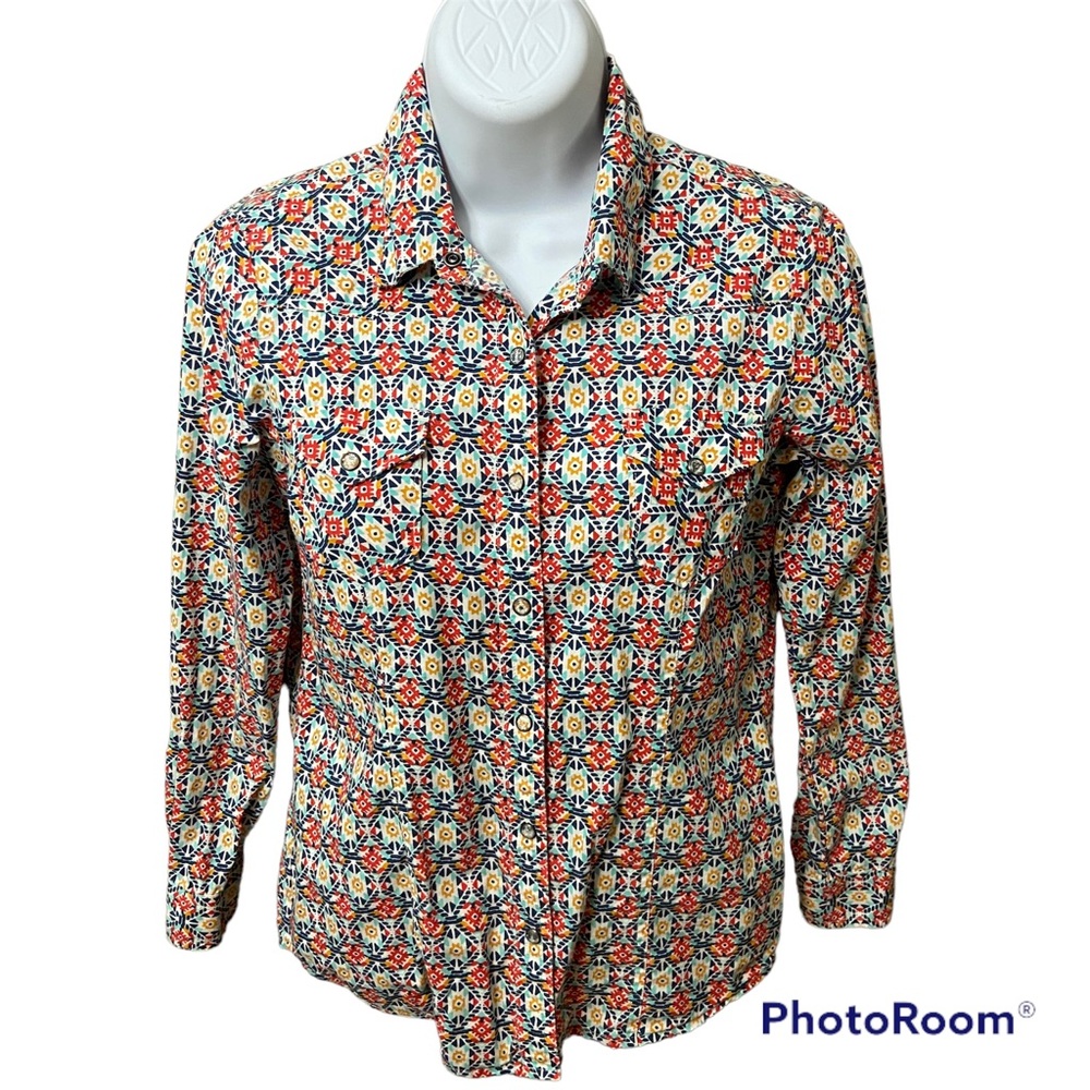 Cruel Girl Aztec Print Girls Snap Front Western Cowgirl / Rodeo Shirt-size 12 XL